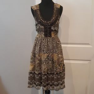 Beaded cheetah and floral print sundress sz XL